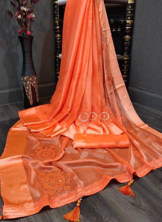 Divya Fashion 4028 Latest Designer satin Silk Festival Wear With Fancy Embroidery Mirror Work Saree Collection 